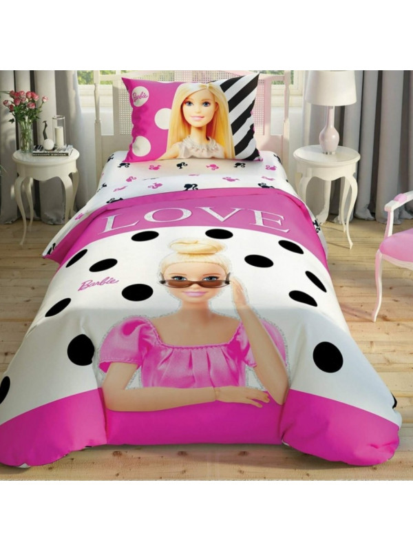 Підліткова постільна білизна Tac Disney Barbie Glitter ранфорс полуторна
