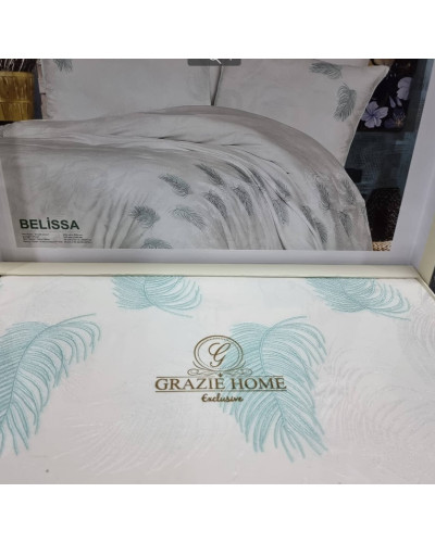 Постельное белье Grazie Home  евро, сатин делюкс (100%хлопок) Belissa  Цвета: бирюзовый