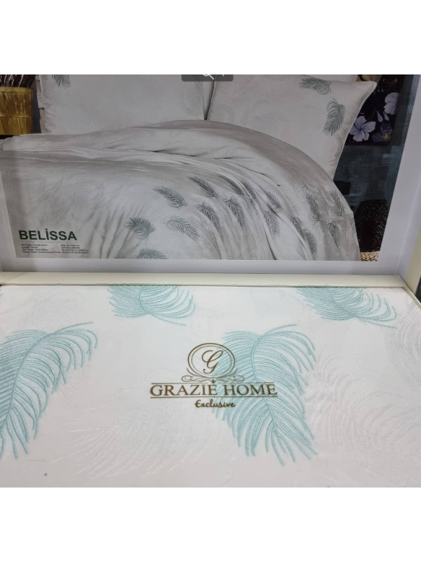 Постельное белье Grazie Home  евро, сатин делюкс (100%хлопок) Belissa  Цвета: бирюзовый