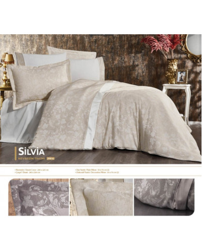 Постельное белье Grazie Home Silvia krem жаккард лен евро