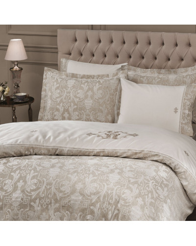 Постельное белье Tivolyo Home Emperyum bej жаккард делюкс лен евро
