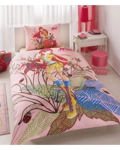 Подростковое постельное белье Tac Disney Winx bloom nature love ранфорс полуторное