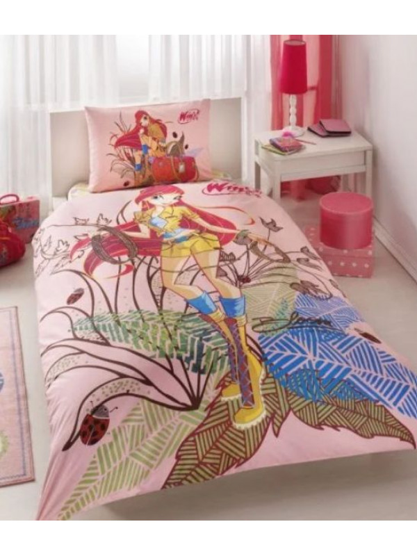 Подростковое постельное белье Tac Disney Winx bloom nature love ранфорс полуторное