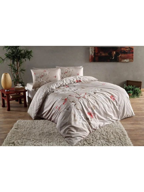 Постельное белье Tac сатин  (100%хлопок)  Fiona bej  Цвета: бежевый