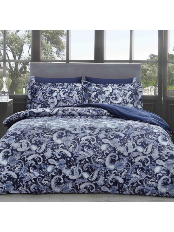 Постельное белье Tivolyo Home Versalite lacivert делюкс сатин жатый шёлк евро