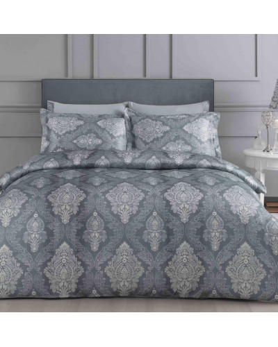 Постельное белье Tivolyo Home Canvas делюкс сатин жатый шёлк евро, цвет серый