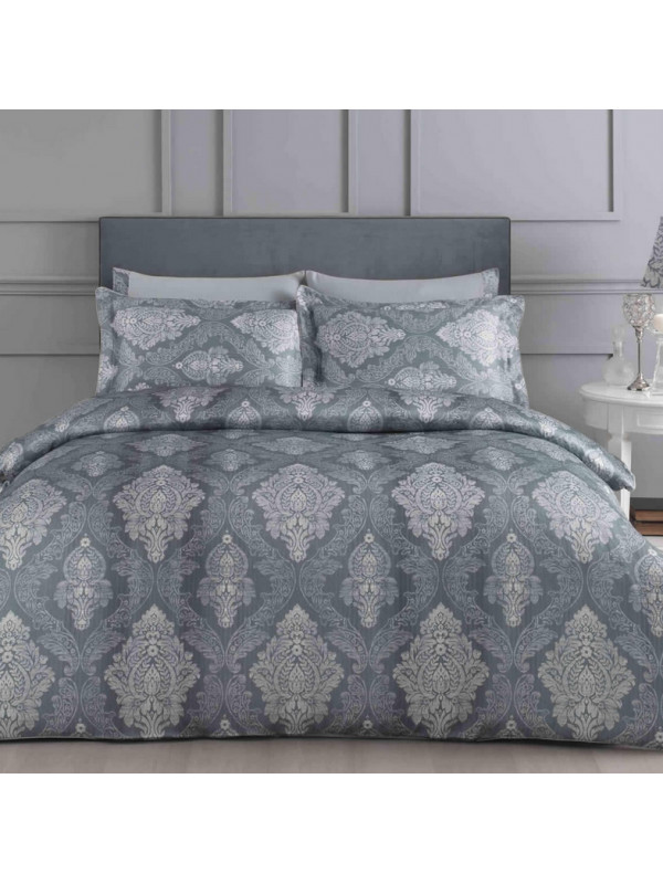 Постельное белье Tivolyo Home Canvas делюкс сатин жатый шёлк евро, цвет серый