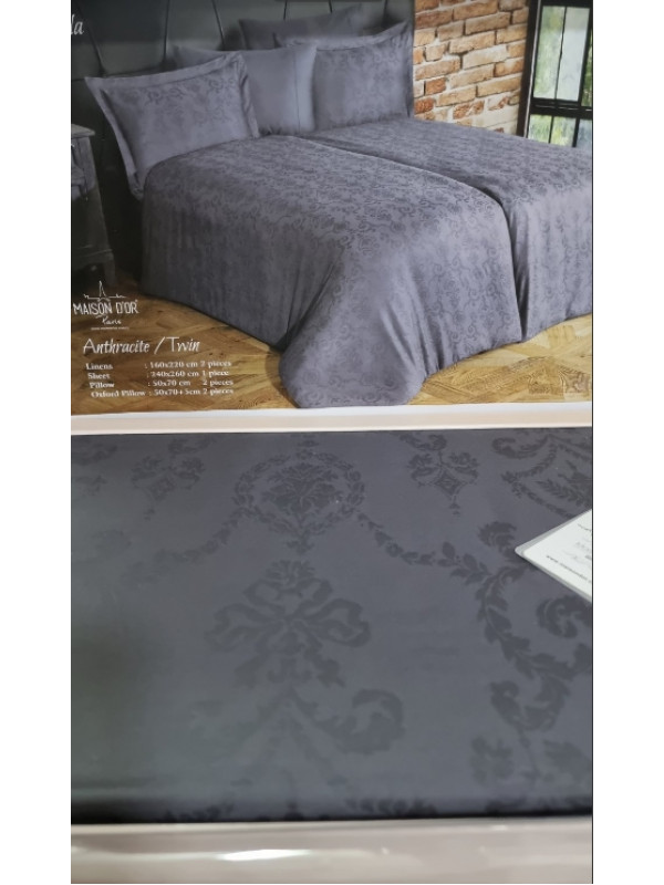 Постельное белье Maison D'or жаккард  Mirabella antracite семейный