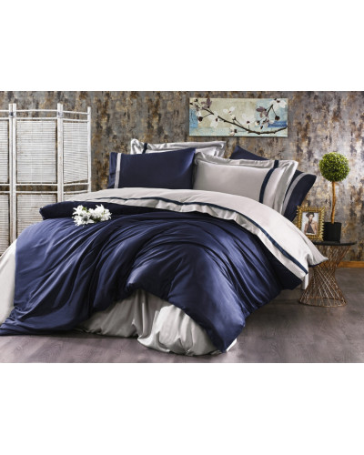Постельное белье Grazie Home Elite lacivert/gri сатин делюкс евро