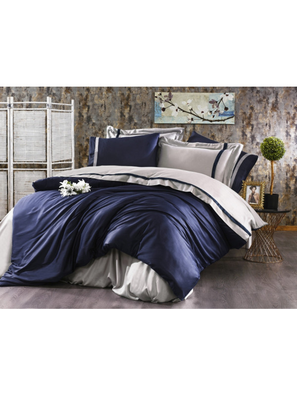 Постельное белье Grazie Home Elite lacivert/gri сатин делюкс евро