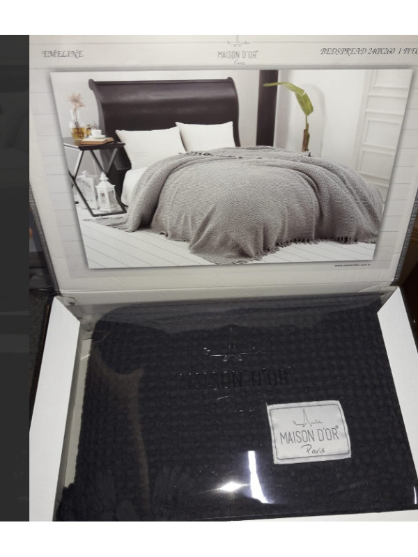 Покрывало Maison D'or Emeline antrasit хлопок 240x260