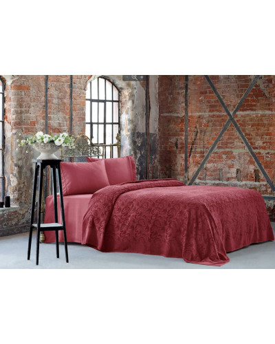 Постільна білизна Tivolyo Home Baroc bordo сатин махра євро