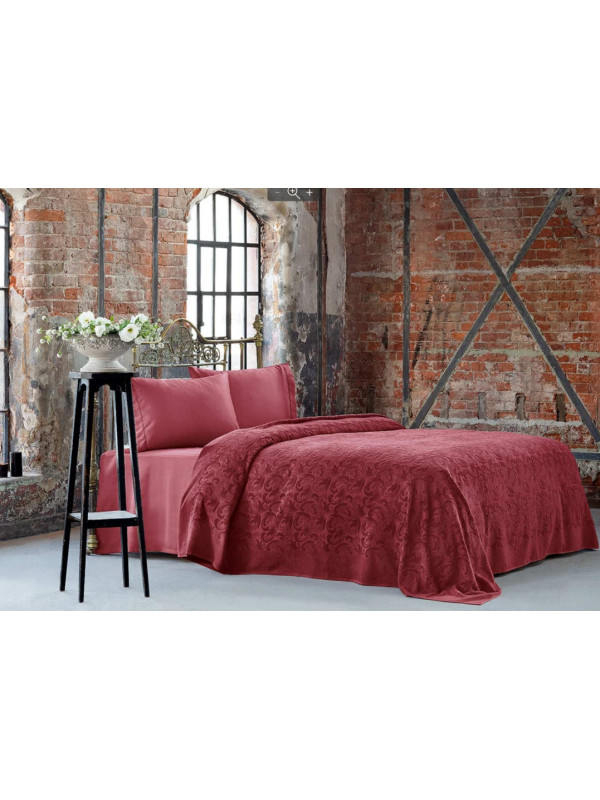 Постільна білизна Tivolyo Home Baroc bordo сатин махра євро