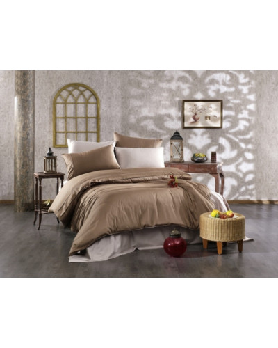 Постельное белье Grazie Home Alix krem/vizon сатин делюкс евро