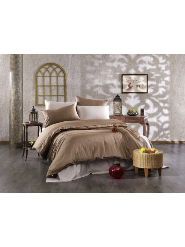 Постельное белье Grazie Home Alix krem/vizon сатин делюкс евро