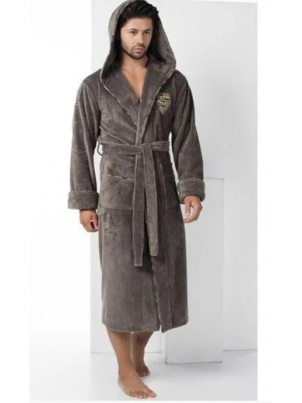 Халат мужской nusa хлопок/бамбук модель 2870    серый, xxl