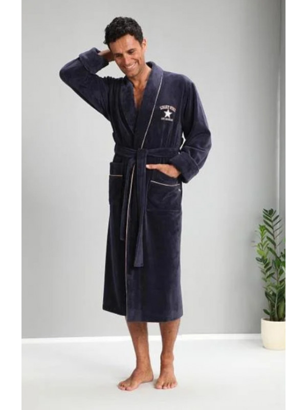 Халат мужской nusa хлопок/бамбук модель 1195    джинс, l/xl