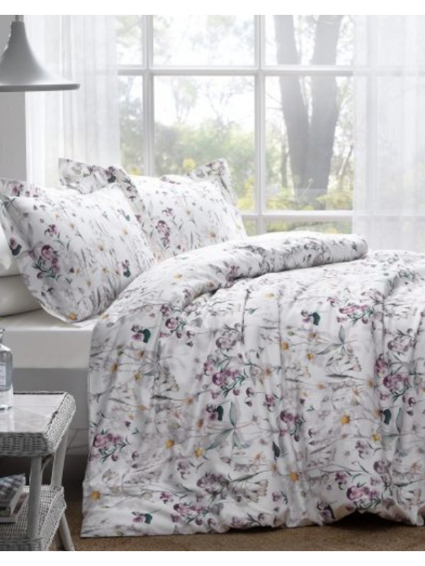 Постельное белье Tivolyo Home Daisy k.beyaz делюкс сатин евро