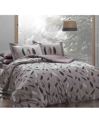 Постільна білизна Tivolyo Home Gala bej делюкс сатин сімейна