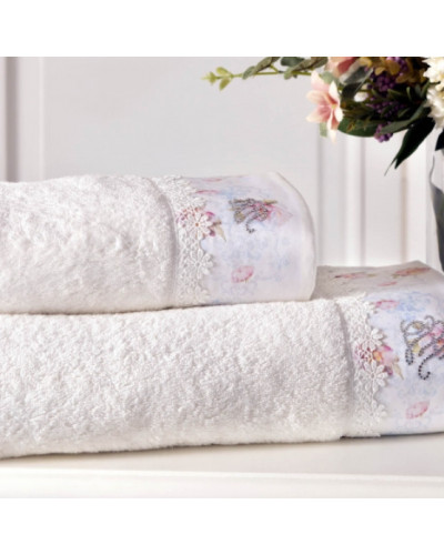 Полотенца Tivolyo Home махра (100%хлопок)  Venice  2 предмета: 50x100, 75x150 Цвет белый