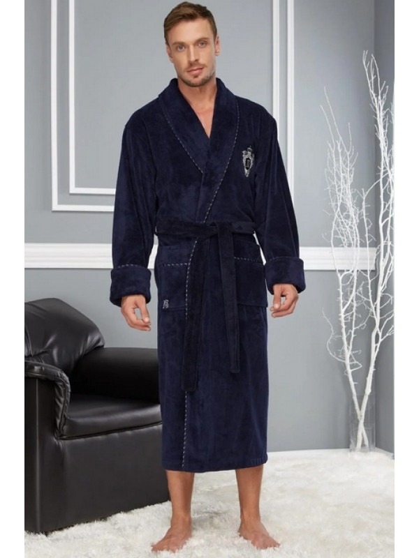 Халат мужской nusa хлопок/бамбук модель 2960    синий, xxl