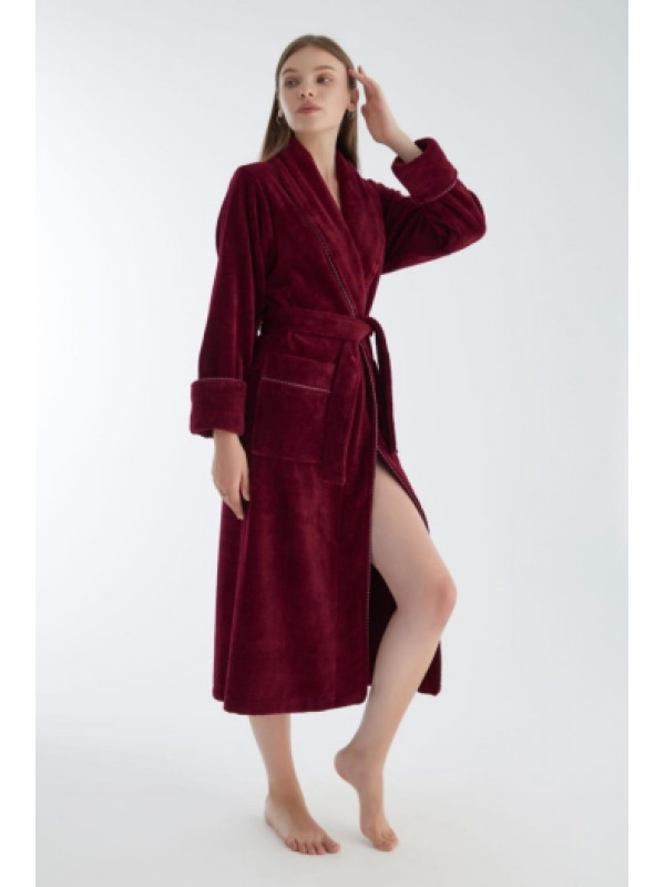 Халат женский nusa хлопок/бамбук модель 4175    бордовый, xxxl