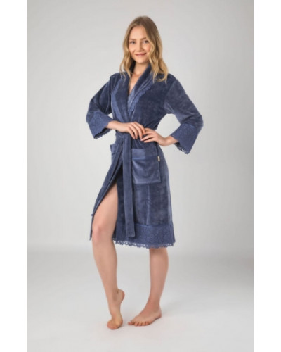 Халат женский nusa хлопок/бамбук модель 18191   синий, xxl