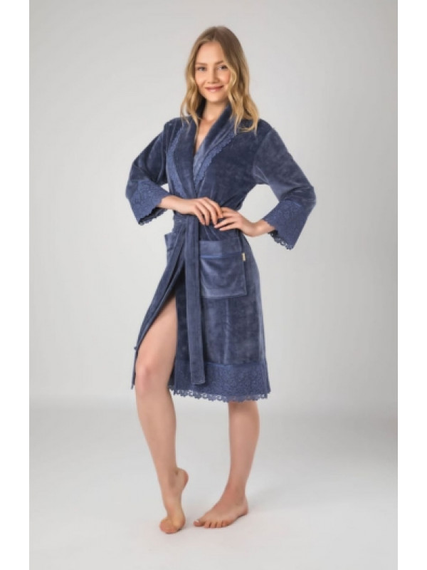 Халат женский nusa хлопок/бамбук модель 18191   синий, xxl