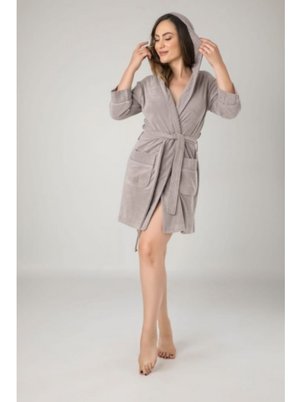 Халат женский nusa хлопок/бамбук модель 0419   бежевый, s