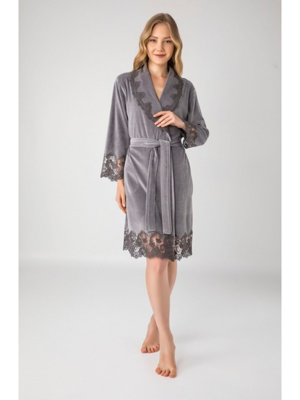 Халат женский nusa хлопок/бамбук модель 0431   серый, xxl