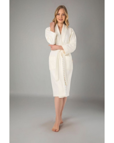 Халат женский nusa хлопок/бамбук модель 3700   кремовый, l/xl