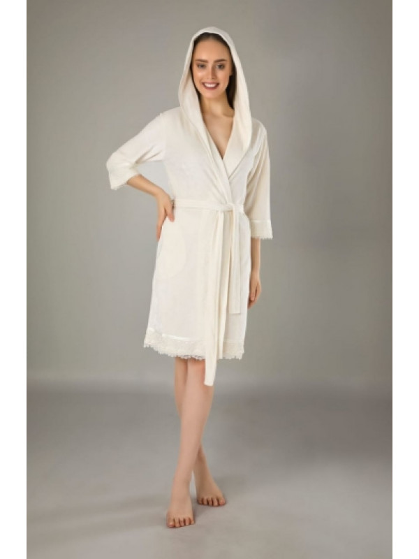 Халат женский nusa хлопок/бамбук модель 0193   кремовый, m