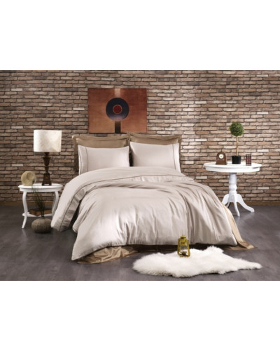 Постельное белье Grazie Home Alix vizon/krem делюкс сатин евро