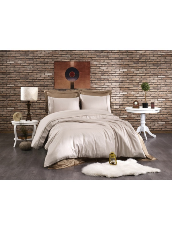 Постельное белье Grazie Home Alix vizon/krem делюкс сатин евро