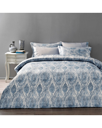 Постельное белье Tivolyo Home делюкс сатин жатый шёлк евро Dante Цвет: голубой