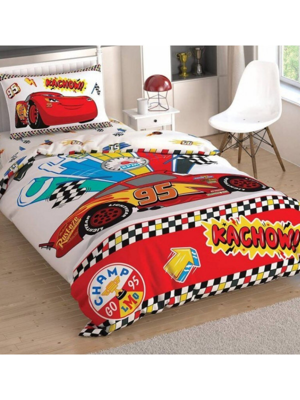 Подростковое постельное белье Tac Disney Cars Kachow ранфорс полуторное