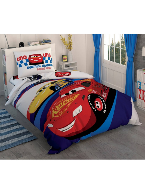 Подростковое постельное белье Tac Disney Cars Race ранфорс полуторное