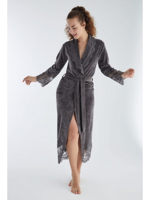 Халат женский nusa хлопок/бамбук модель 0383    серый, m