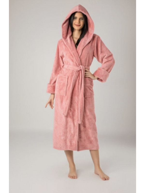 Халат женский nusa хлопок/бамбук модель 8655    пудровый, m