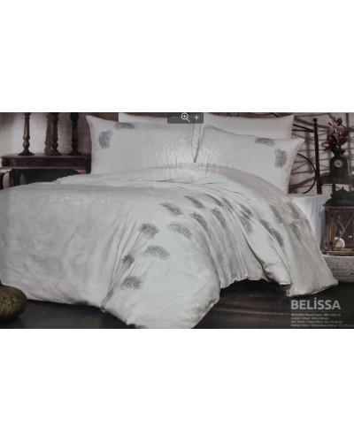 Постельное белье Grazie Home, сатин делюкс (100%хлопок), евро, Belissa gri,  Цвета: серый, белый