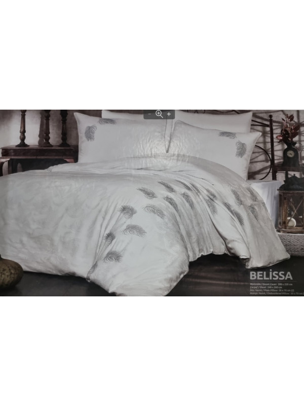 Постельное белье Grazie Home, сатин делюкс (100%хлопок), евро, Belissa gri,  Цвета: серый, белый