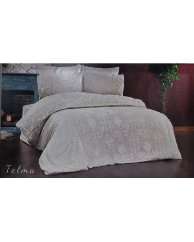 Постельное белье Grazie Home Telma keten krem жаккард лен евро