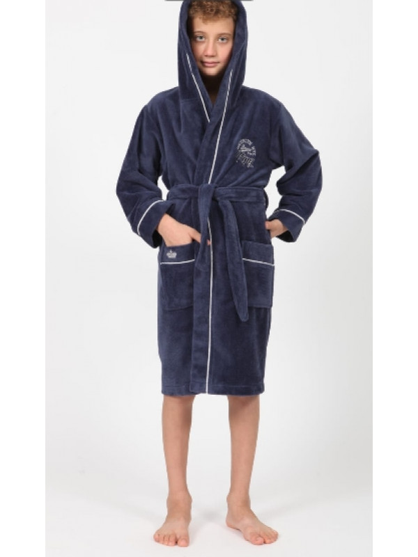 Детский халат для мальчика Nusa хлопок/бамбук, 9-10 лет,  рост 134-140,    джинс