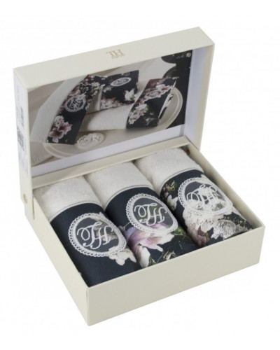 Кухонные полотенца Tivolyo Home  Lavinia,  3 предмета, махра (100 хлопок) Цвета: белый, разноцветный