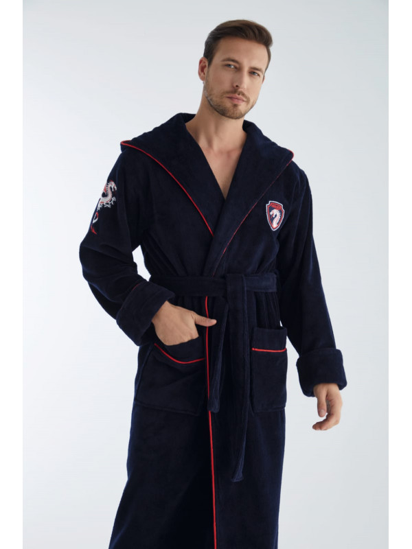 Халат мужской nusa хлопок/бамбук модель 1310    синий, xxxl