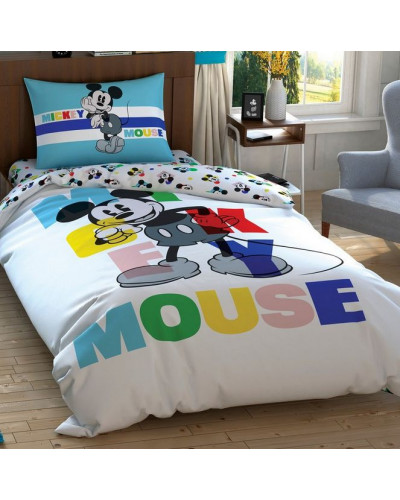 Подростковое постельное белье Tac Disney Mickey Colour Face ранфорс полуторное