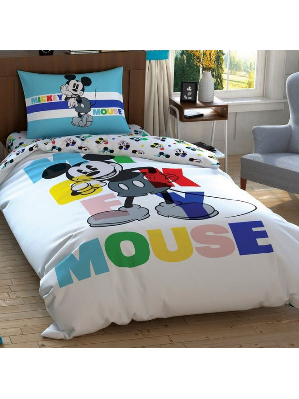 Подростковое постельное белье Tac Disney Mickey Colour Face ранфорс полуторное
