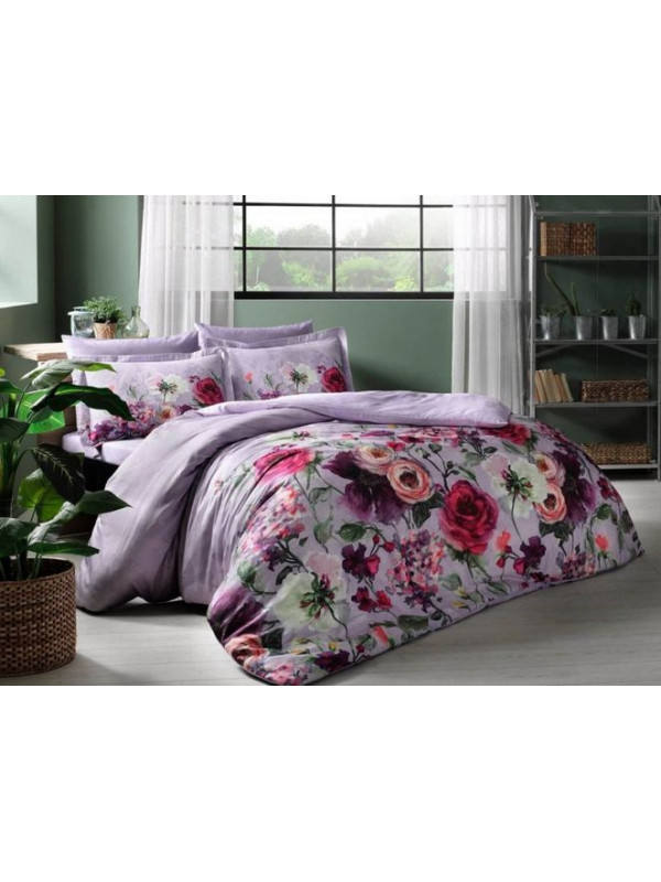 Постельное белье Tac сатин Floreale Lila сатин digital евро