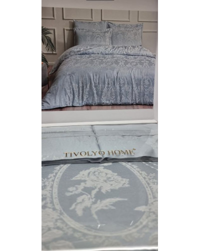 Постельное белье Tivolyo Home Grant mavi жаккард бамбук евро