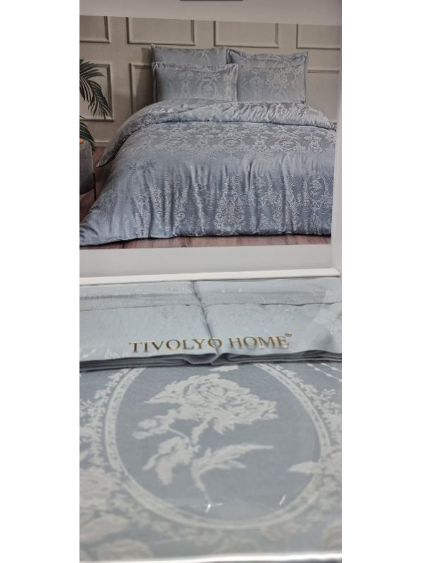 Постельное белье Tivolyo Home Grant mavi жаккард бамбук евро